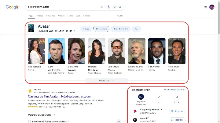 Exemple de données que l'on peut trouver dans un Knowledge Graph