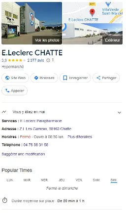 Exemple de fiche Google My Business